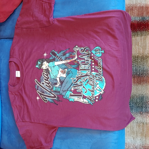 Womens Viva Las Vegas Rockabilly Weekend  Sz M Red/Maroon Tee Shirt 100% Cotton - Picture 13 of 13